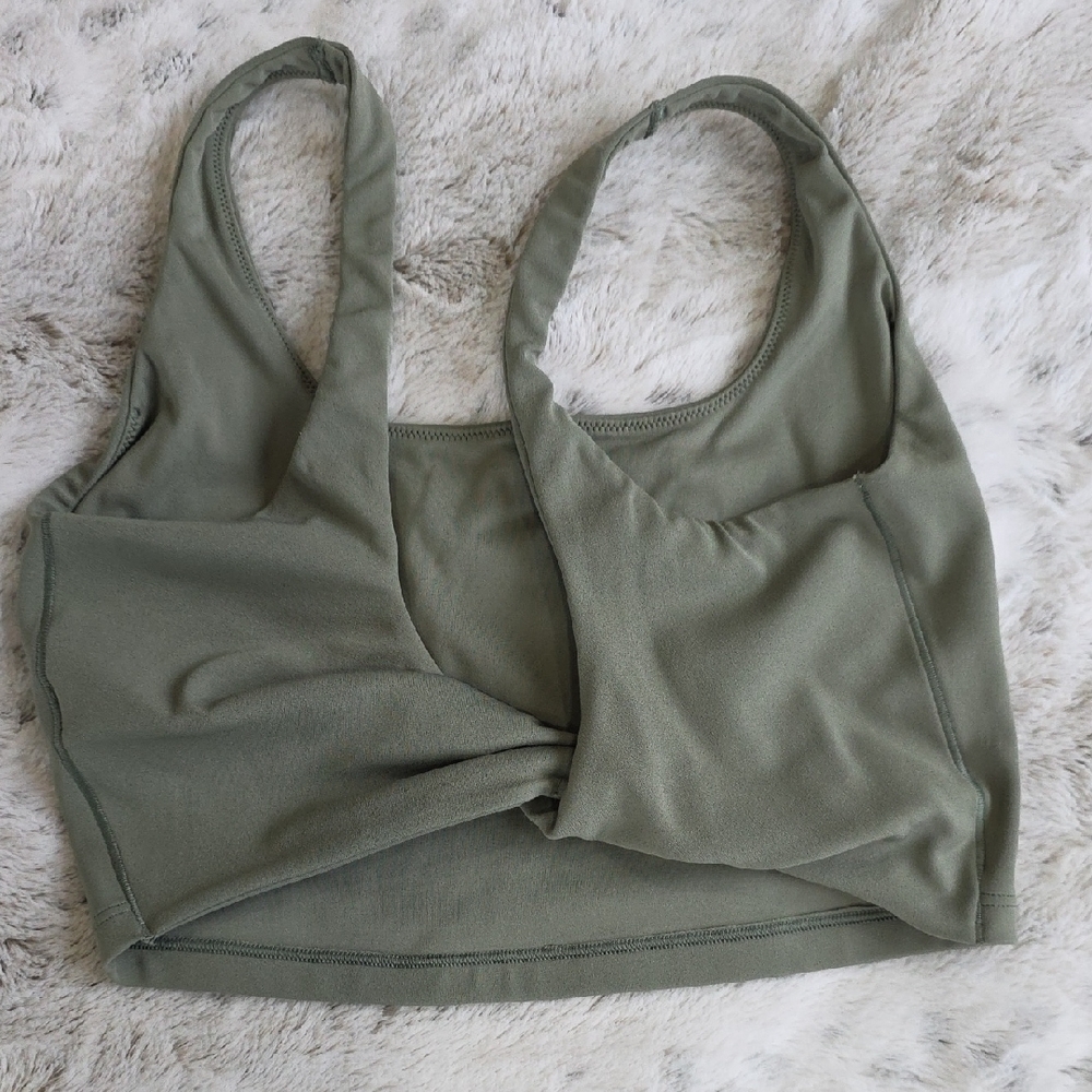 OFFLINE By Aerie Real Me Twist Back Longline Sports Bra Olive Green - Picture 4 of 6